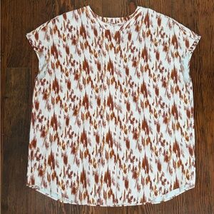 Nordstrom Orange/Brown Brush Stroke Patterned Blouse